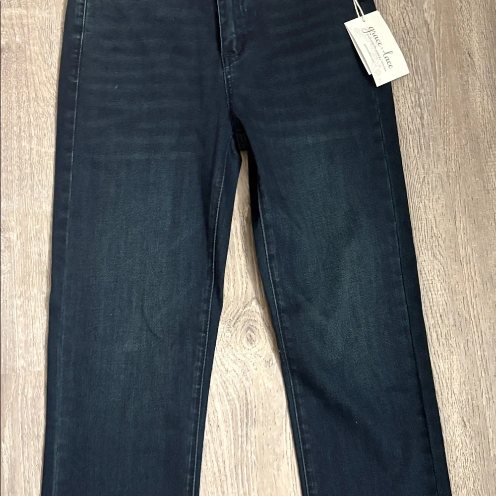 Grace & Lace Dark Blue Straight‎ Leg Jeans 0 - Picture 3 of 12
